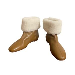 MANSUR GAVRIEL Shearling Cuff Bootie Size EU 36 Camel Color